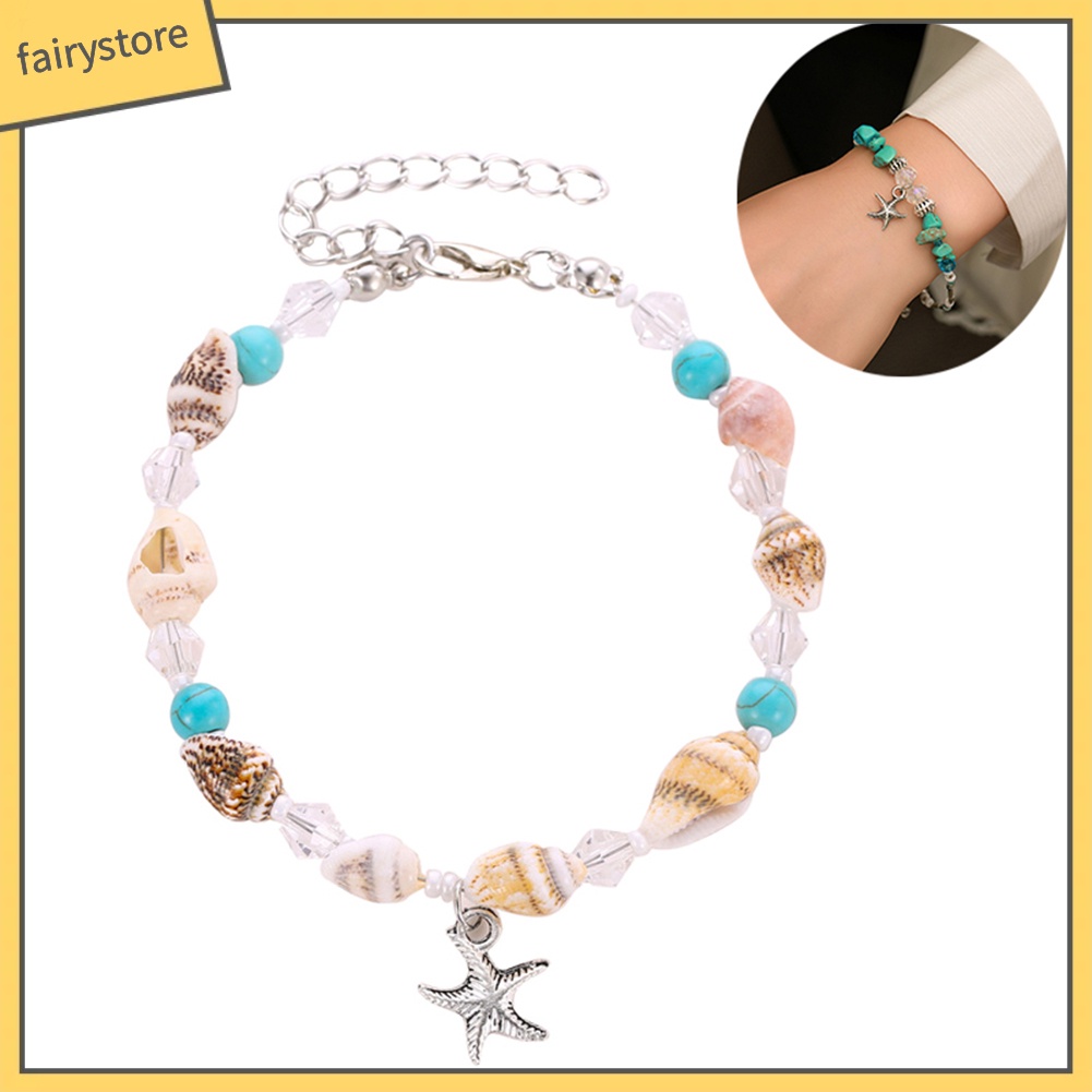 Lắc chân đính vỏ sò và sao biển phong cách Bohemian thời trang xinh xắn