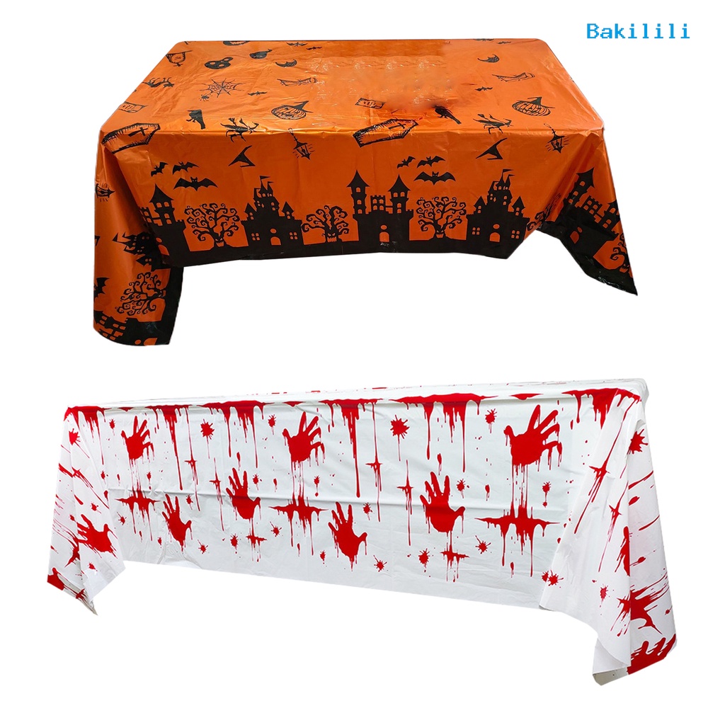Khăn Trải Bàn Hình Chữ Nhật In Dấu Tay Máu Chống Nước Giặt Được Trang Trí Halloween