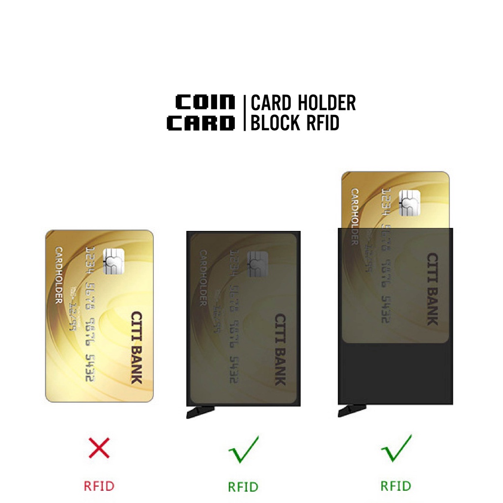 CARD HOLDER có ngăn đựng kim loại chống trộm quẹt thẻ nhiều khe cắm - COINCARD