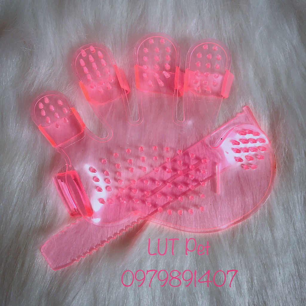 Găng tay tắm chó mèo (silicon) chải lông gỡ rối đánh bông lông - Bàn tay nhựa - GT-01