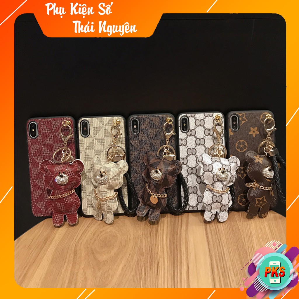 ỐP GC+ LV TẶNG KÈM MÓC GẤU ĐÍNH ĐÁ SANG CHẢNH IPHONE 6plus ĐẾN XS MAX