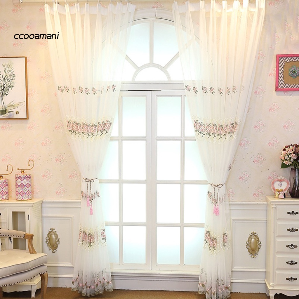 Rèm cửa sổ trong suốt thêu hoa trang trí phòng khách