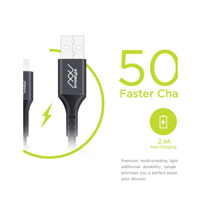 Cáp INNOSTYLE DURAFLEX 1.5M USBA to Lightning MFI
