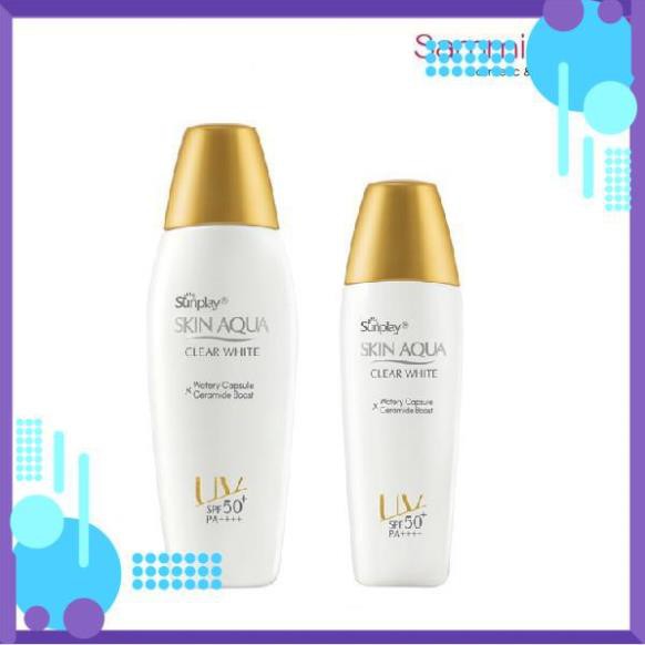 Sunplay Skin Aqua Clear White SPF50+, PA++++: Sữa chống nắng dưỡng da trắng mịn