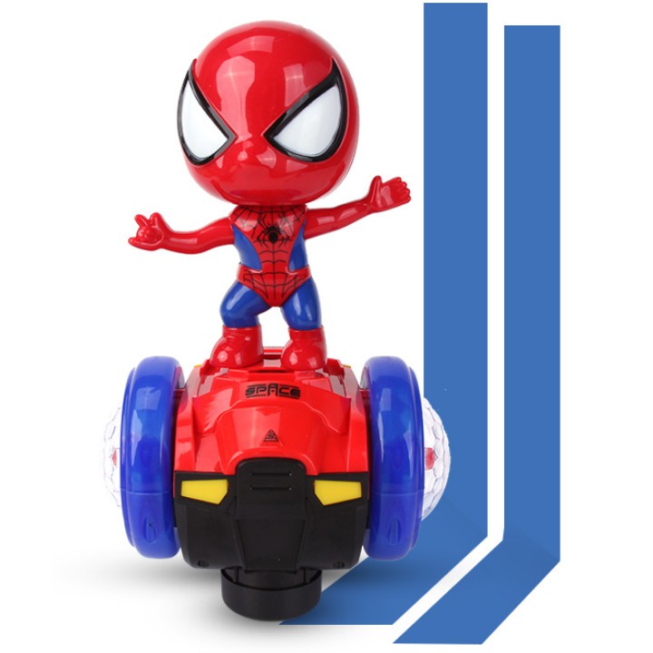Đồ Chơi Trẻ Em Siêu Nhân Người Nhện Spider Man  Lái Xe Ô Tô Đua Xoay Tròn Phát Sáng Phát Nhạc