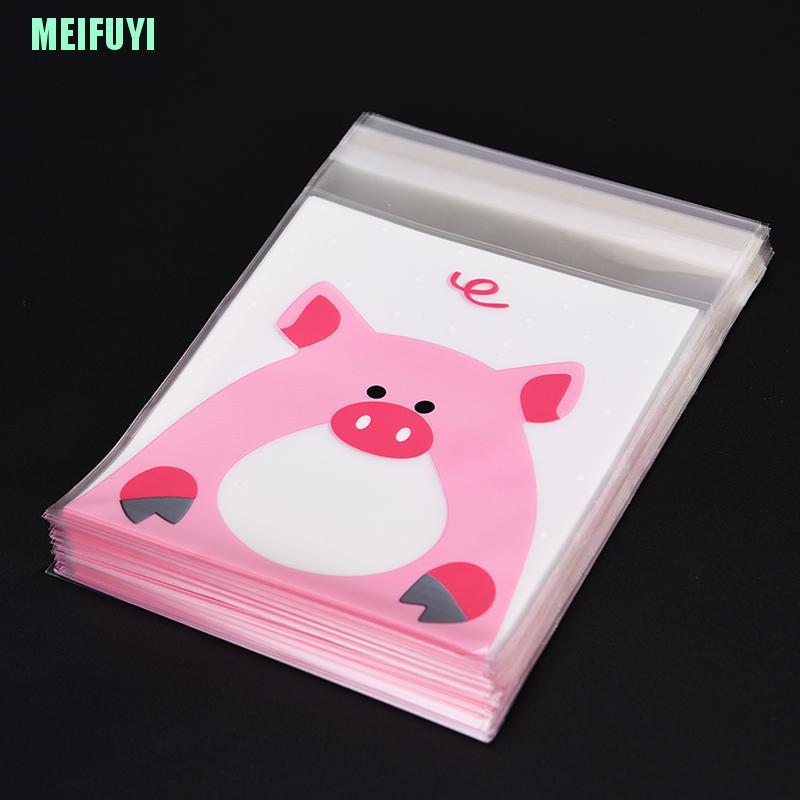 Set 100 Túi Nhựa Đựng Bánh Kẹo In Hình Động Vật Dễ Thương