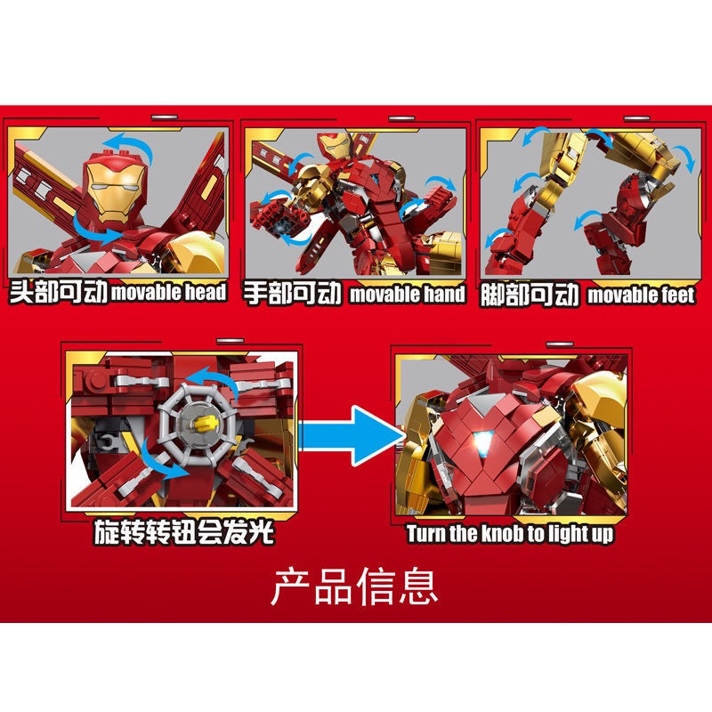 Lắp ráp mô hình Super Heroes Ironman 60009 iron hero MK85 mechanical phiên bản mới nhất