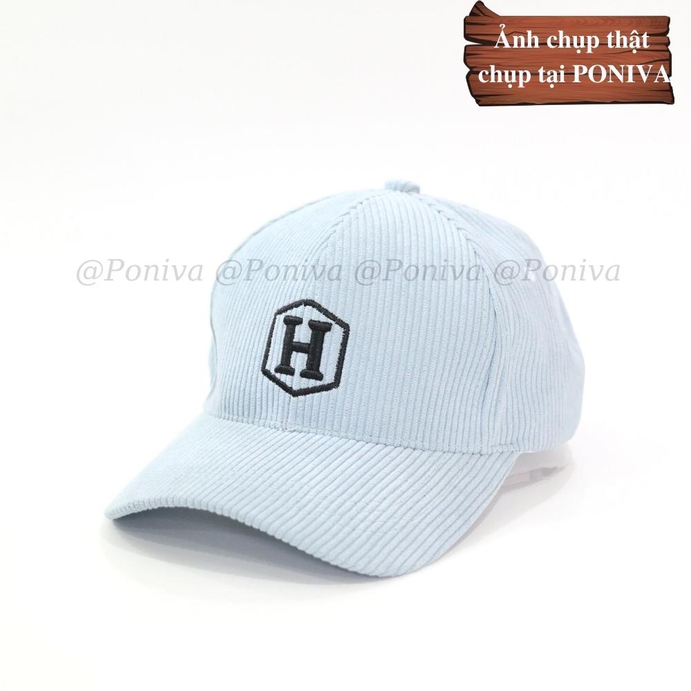 Mũ lưỡi trai ❤️ Nón kết thêu chữ H chất nhung tăm form unisex H9999 phong cách Ulzzang Thời trang PONIVA siêu hot