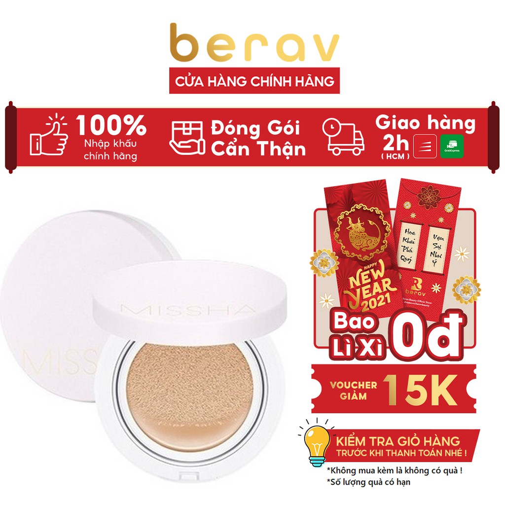 [MISSHA HỒNG] Phấn Nước MISSHA COVER LASTING Magic Cushion SPF50+/PA+++ Kiềm Dầu, Lâu Trôi 15g ( hồng nhạt )