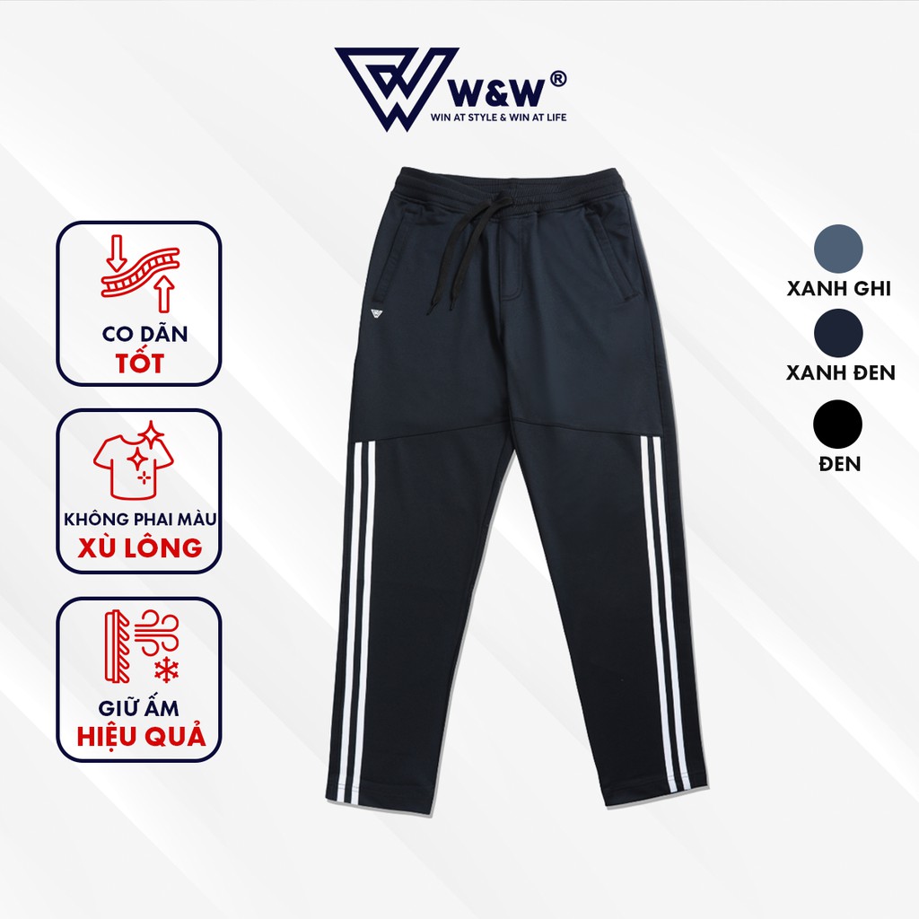 Quần Nỉ Jogger Nam W&amp;W Chất Polyester Cao Cấp Giúp Không Nhăn Dễ Làm Sạch Thiết Kế Ống Suông Thoải Mái Co Giãn Nhẹ WJO20