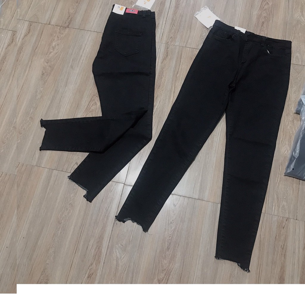 Quần jean nữ DÀI ĐEN KHOÉT RÁCH TUA LAI ( SIZE 26-34 ) nny8