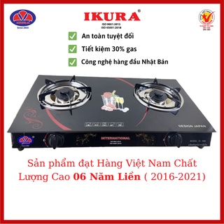Bếp gas đôi mặt kiếng đẹp - cường lực ikura - 906
