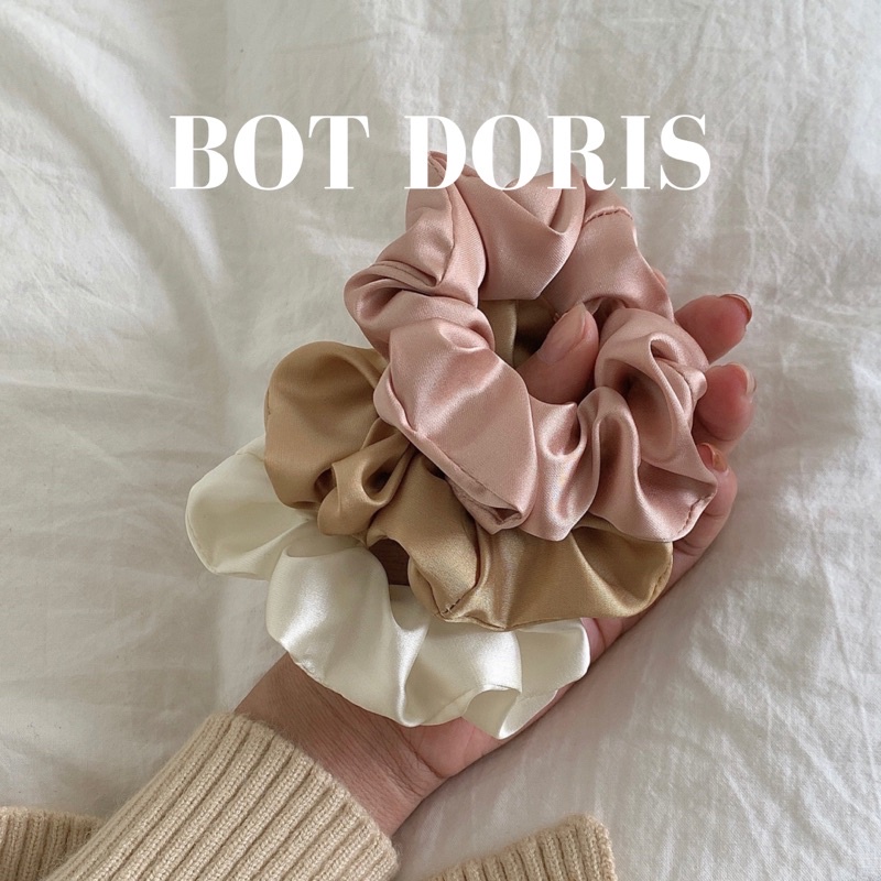 Cột tóc scrunchies lụa sang chảnh, phụ kiện thời trang phong cách Hàn quốc