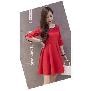 ( XẢ KHO ) Đầm (Váy) Bầu Xòe Đỏ