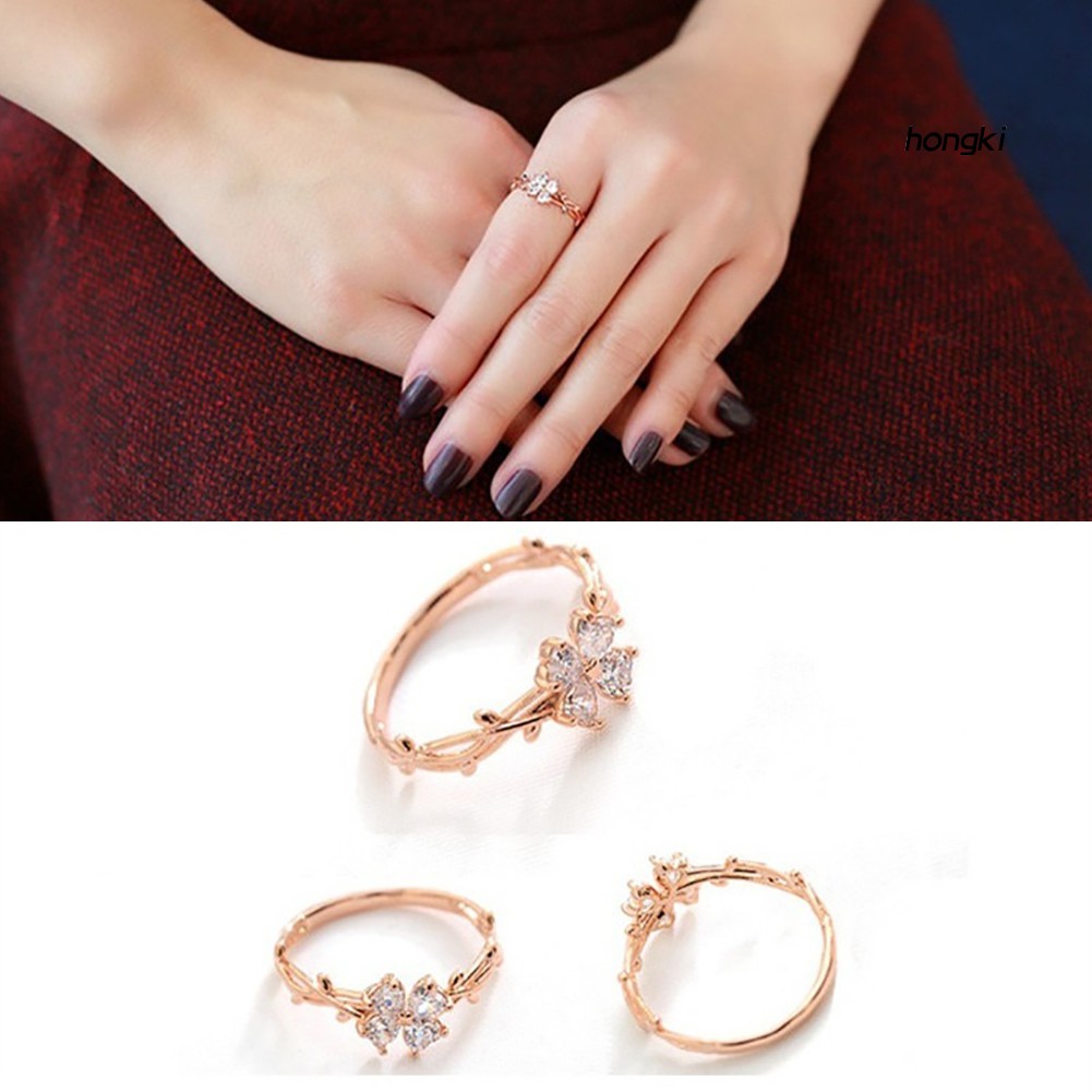 Nhẫn hình hoa đính đá zircon lấp lánh cho nữ