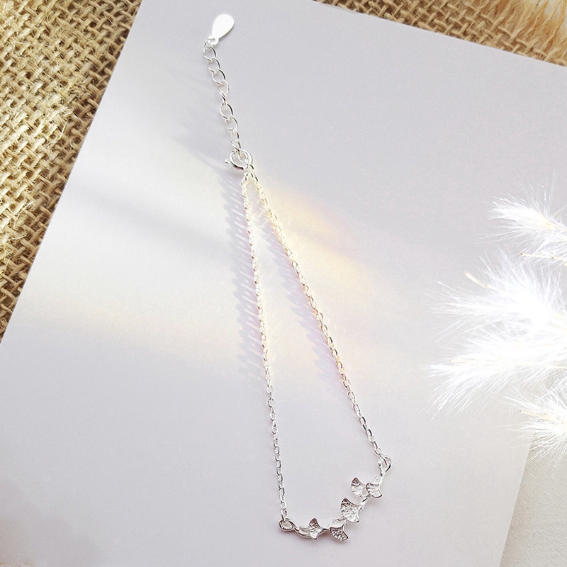 Ahellogirl Vòng đeo tay hình lá bằng bạc thời trang cho nữ