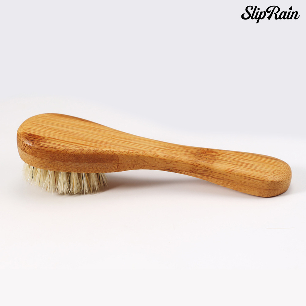 Sliprain ♥Face Cleaning Brush Burr-free Glowing Skin Boar Bristles Wooden Face Cleaning Brush