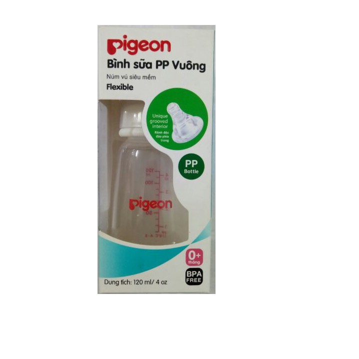 Bình sữa Pigeon PP vuông nhựa cao cấp 120ml BS042