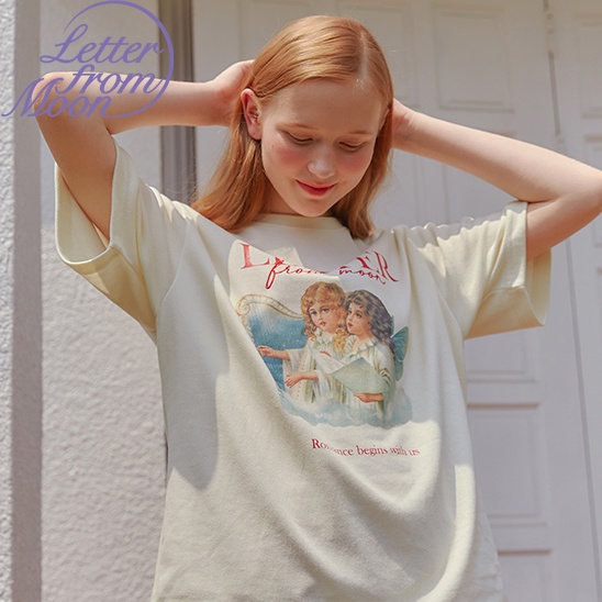 Áo thun in chữ from Moon - OVER FIT (ANGEL LOGO EMBROIDERY)