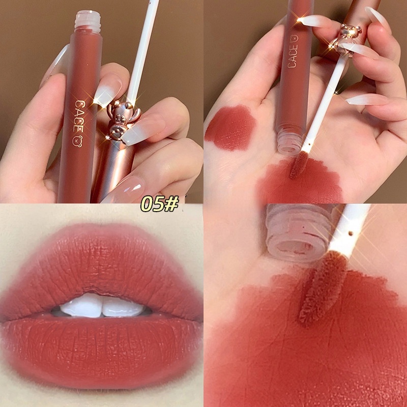 Son Kem Lì Kháng Nước Mềm Mịn Như Nhung Thiết Kế Hình Chú Gấu Dễ Thương Thương Hiệu CACE