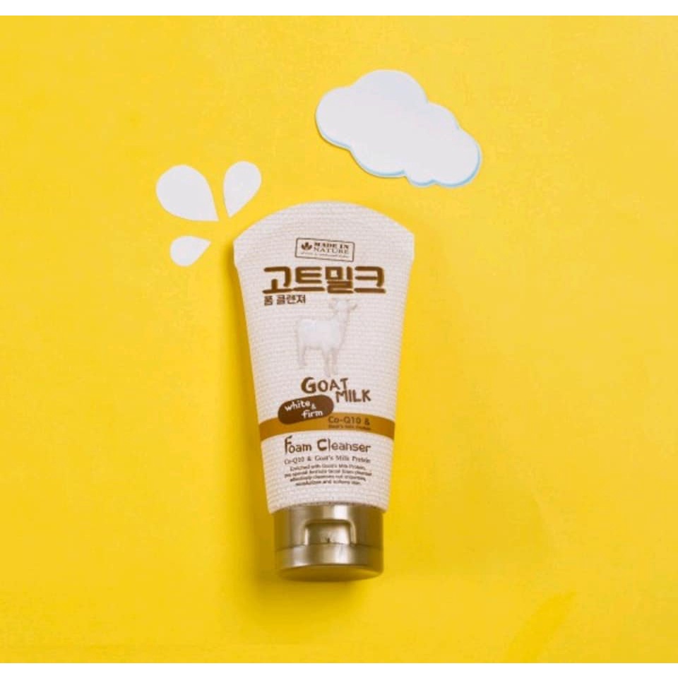 01 Sữa Rửa Mặt Sữa Dê Dưỡng Trắng và Mềm Da Made in Nature Goat Milk White & Firm Thái Lan 100ml
