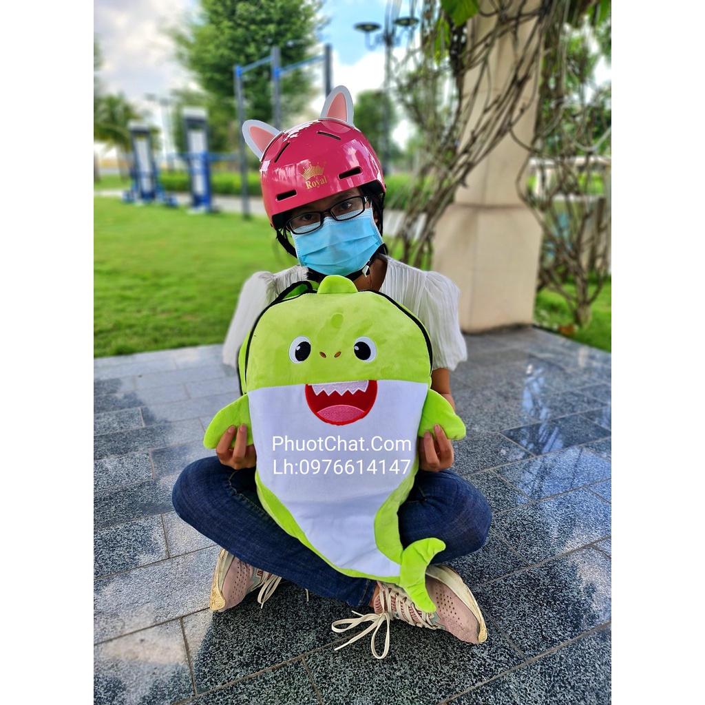 Balo BABY SHARK màu xanh dạ quang siêu dễ thương