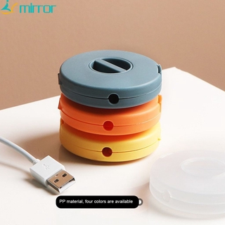 ✪ Small and portable round rotatable data cable organizer storage box mobile phone charging cable winder ✪mirror✈
