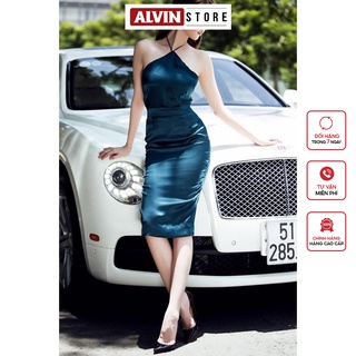 Đầm Ôm Body Lụa Sang Trọng Thiết Kế Cổ Yếm Khoe Bờ Vai Thon Gợi Cảm Alvin Store 0156