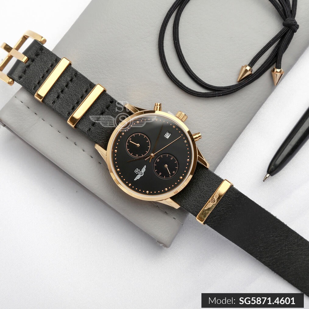 Đồng hồ nam SRWATCH Chrono SG5871.4601 mặt kính Sapphire dây da cao cấp 2 lớp chống
