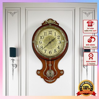 Đồng hồ treo tường TÂN CỔ ĐIỂN quả lắc chạy pin, kim trôi siêu tĩnh âm - DHTT8 - Thiết kế tinh tế sang trọng