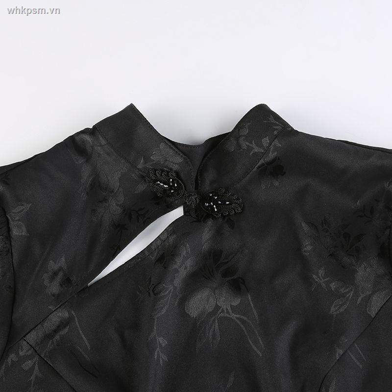 Đầm Sườn Xám Cách Tân Dáng Dài Xẻ Tà Cao Đính Nút Phong Cách Trung Hoa Quyến Rũ Dành Cho Nữ