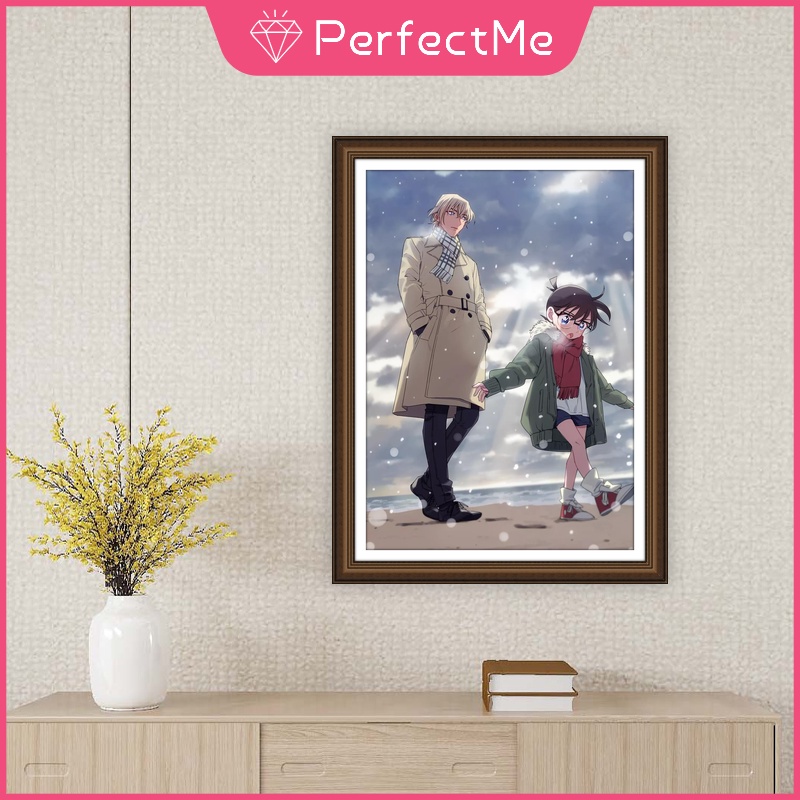 Bộ tranh đính đá 5D họa tiết thám tử Conan độc đáo kích thước 30x40cm DIY