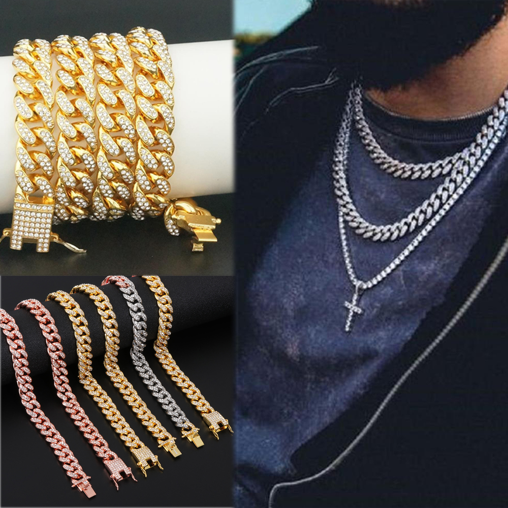 Vòng cổ Đính Đá Kim Cương 12mm Sang Trọng Phong Cách Hip Hop Thời Trang Cho Nam Và Nữ