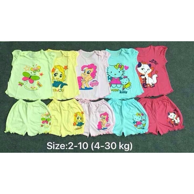 Set đồ gồm 5 bộ,  5 màu y hình cùng size Cotton 100%, thấm hút mồ hôi, mềm mịn... 5 bộ size 1:6kg 5 