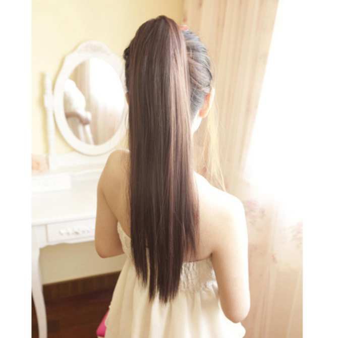 Tóc giả cột thẳng dài 55- 65cm (ảnh thật kế) LA35