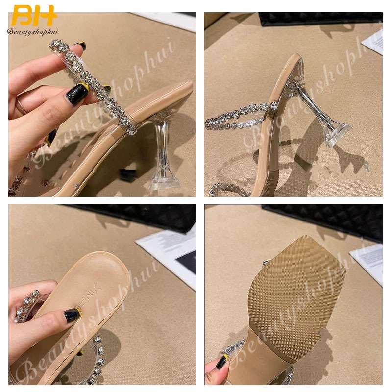 Giày Cao Gót Sandal Quai Trong Suốt Đính Đá Thời Trang Dành Cho Nữ 2022