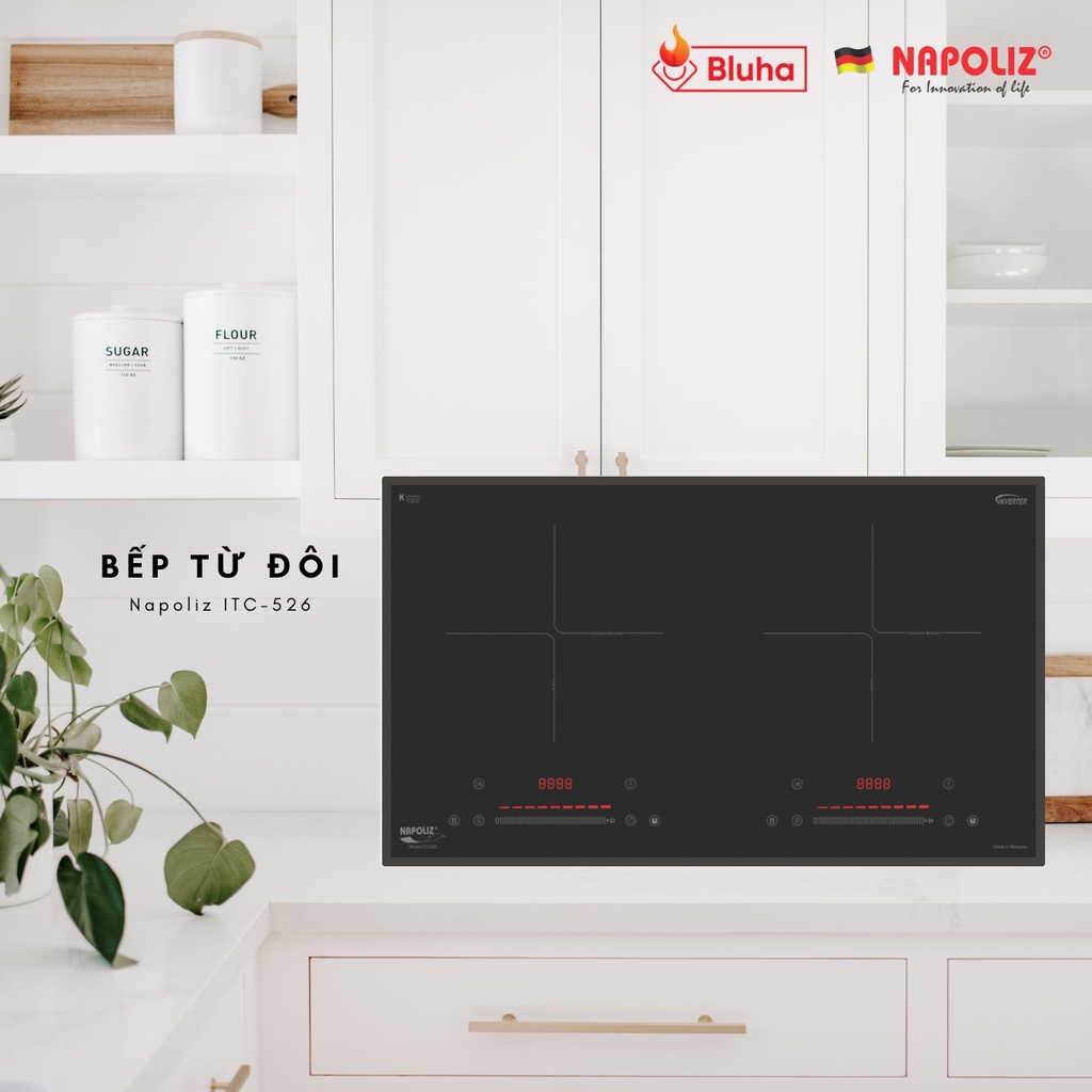Bếp từ đôi mặt kính cường lực Napoliz ITC-526 công nghệ Đức, siêu tiết kiệm điện