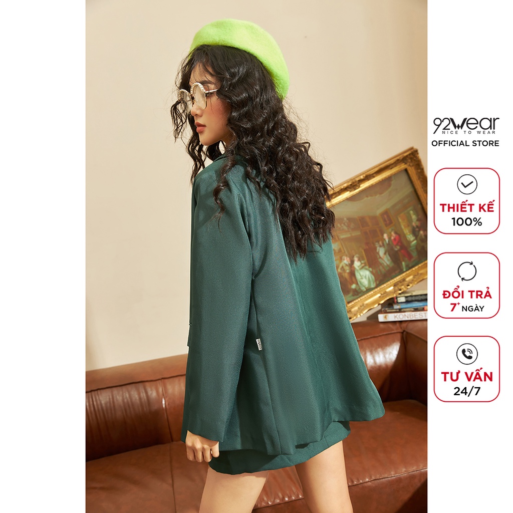 Áo blazer nữ dài tay 2 khuy 92WEAR, thiết kế thanh lịch, trẻ trung VBW1138