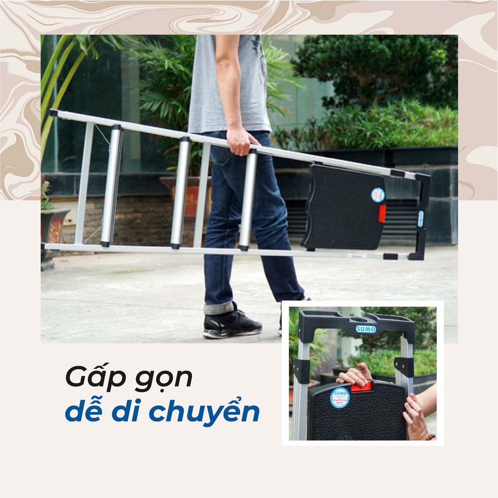 Thang nhôm ghế gấp gọn 3 bậc Sumo-Thái Lan ADS603 ( chiều cao bậc cao nhất 72cm) bảo hành chính hãng 24 tháng