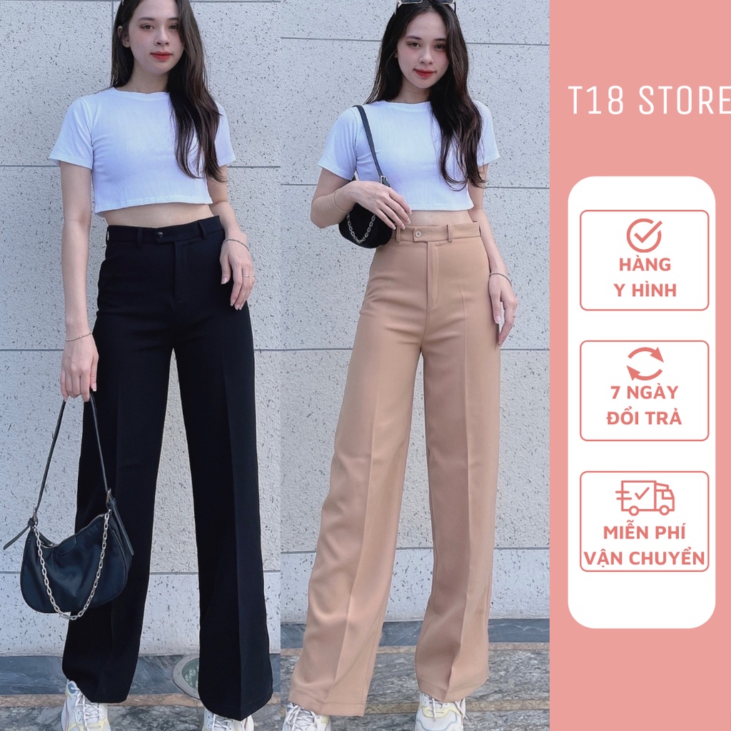 Quần tây nữ công sở lưng cao ống suông rộng đi học bigsize T18 STORE QT01