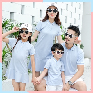 Set áo gia đình [FREESHIP] Đồ gia đình áo thun màu xanh dương nhẹ đi chơi đi biển du lịch phong cách
