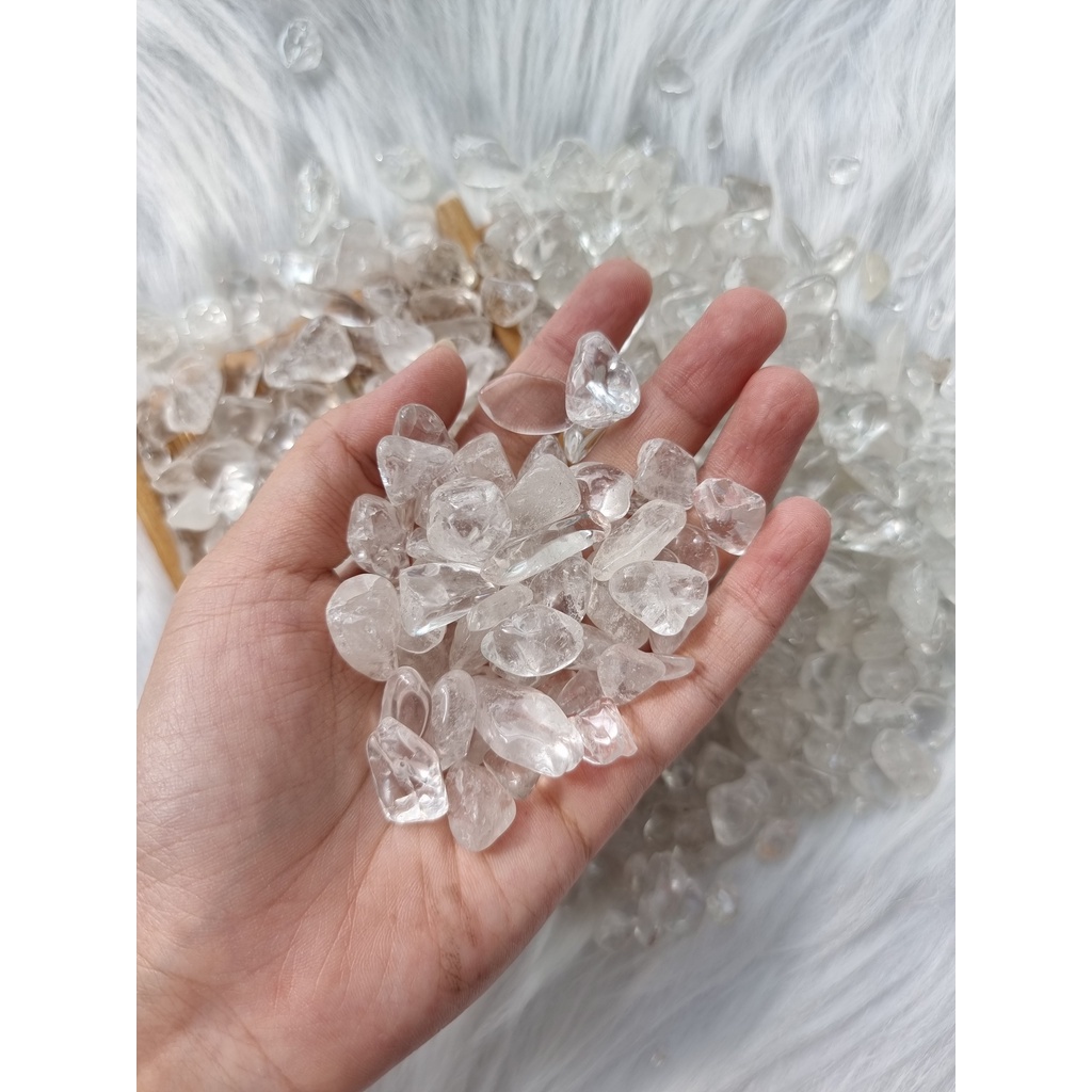 Vụn đá thach anh Trắng (Clear Quartz) làm Grid, thanh tẩy trong Tarot, Reiki, thiền định, phong thủy