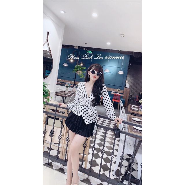 SET ÁO BI SỌC XÉO TÀ + CHÂN VÁY