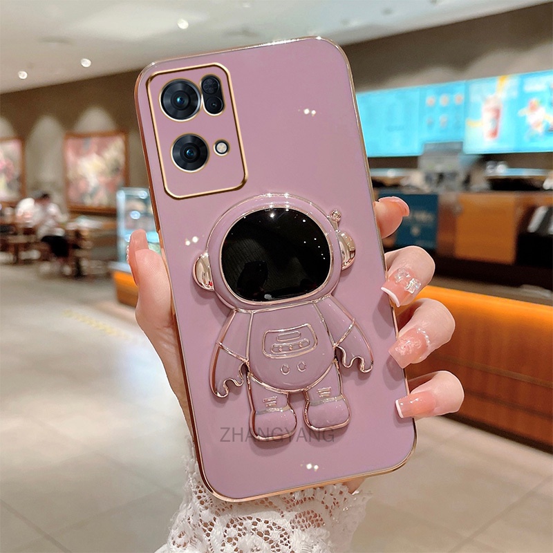 ốp lưng oppo a16k Gel silica TPU Mạ điện 3D Phi hành gia có chân đế ốp điện thoại oppo a16k