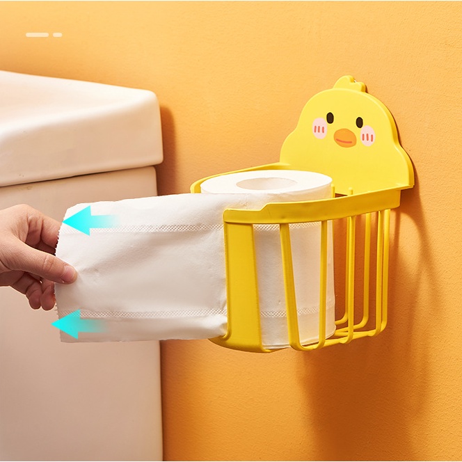 Hộp đựng khăn giấy vịt nhỏ màu vàng không dấu vết dán giấy hộp khăn treo tường hộp khăn giấy đơn giản hộp đựng khăn giấy nhựa hộp đựng đồ kệ