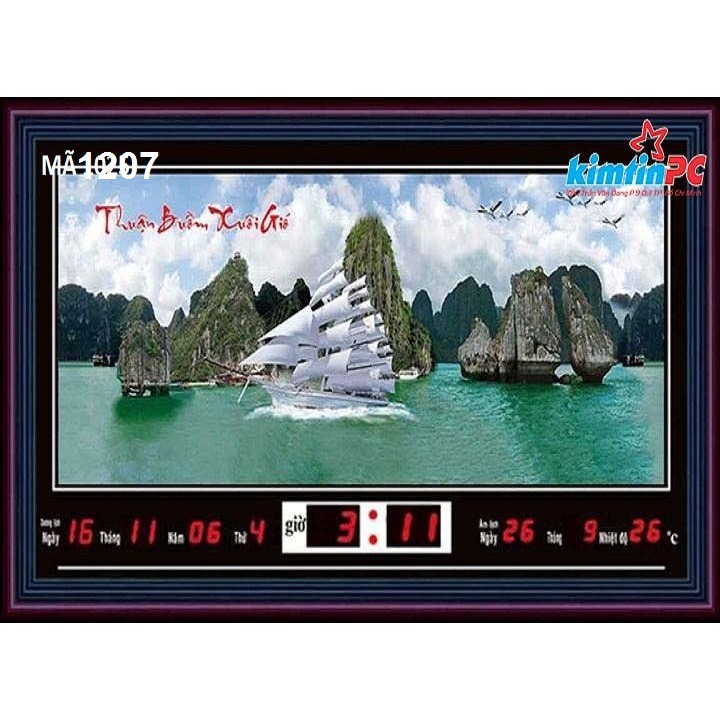 Lịch vạn niên – Tranh đèn – Đồng hồ - Khổ 48x68cm - mã 1207