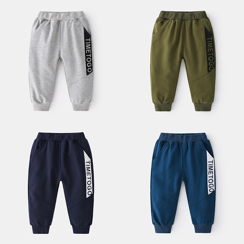 Quần thun cho bé trai WELLKIDS quần nỉ bé trai dáng thể thao chất cotton hàng xuất Âu Mỹ