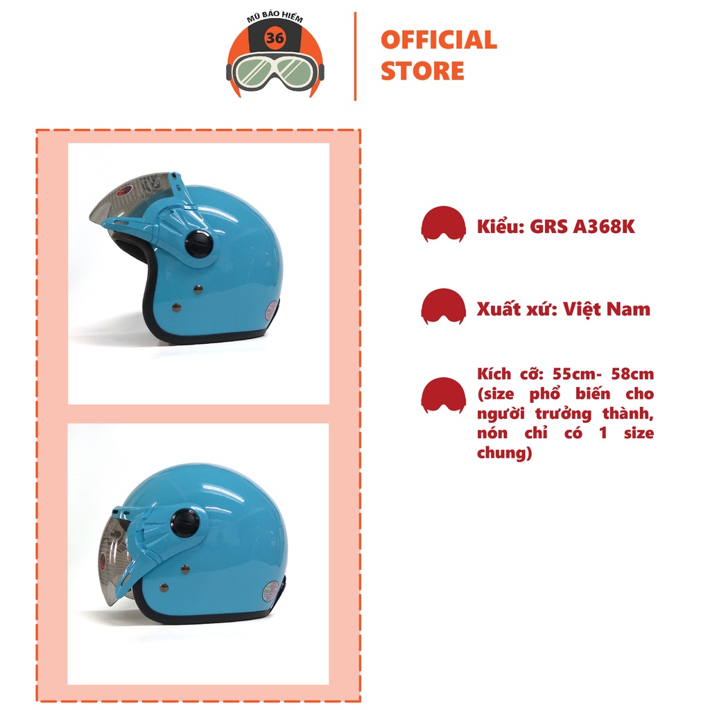 Mũ Bảo Hiểm Đẹp GRS A368K (nhiều màu)
