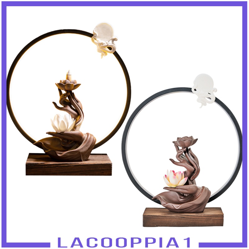 [LACOOPPIA1] Ceramic Backflow Waterfall Incense Burner LED Light