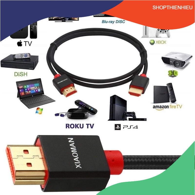 Dây Cáp Tín Hiệu Hdmi XIAOMAN Dài 2m Chuẩn 4K Chất Lượng Cao ,Bọc Dù Siêu Bền